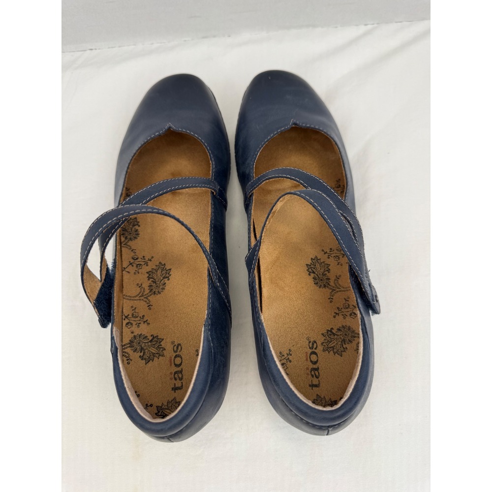 Taos BNR-14209 Navy Blue Leather Double Strap Mary Jane Flats Womens 11 - Picture 5 of 9